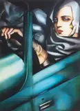 Tamara Łempicka, Autoportret w zielonym Bugatti, gouttelette, papier
