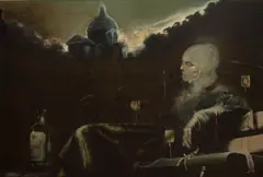 Andrzej Ciesielski, Kobieta z butelką alkoholu, olej, płótno
