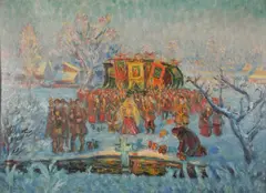 Fryderyk Pautsch, Święto Jordanu, ok. 1920 r., 1920, olej, płótno naklejone na tekturę