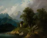 Eduard Boehm, Na ścieżce górskiej, olej, płótno