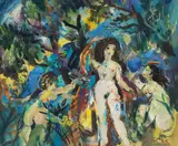 Ludwig Klimek, Na łonie natury, olej, płyta naklejona na płótno, 54