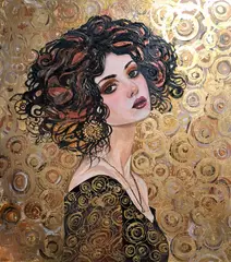 Mariola Świgulska, Klimtowskie westchnienie złotem spowite, 2024 r., 2024, akryl, szlagmetal
