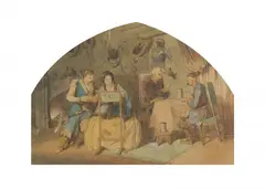 Artur Grottger, Gra w mariasza, akwarela, papier