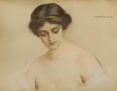 Piotr Stachiewicz, Portret młodej kobiety, pastel, papier, 45
