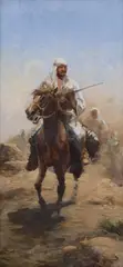 Michał Gorstkin-Wywiórski, Beduini na koniach, ok. 1900, 1900, olej, płótno, 60