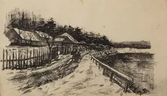 Józef Brandt, Na drodze, tusz, papier, 8