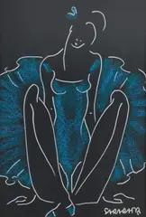 Joanna Sarapata, Balerina, tusz, pastel, papier, 41