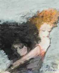 Alicja Wahl, Portret kobiety, 1995 r., 1995, tech. mieszana, papier