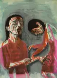 Dwie postaci by Aleksandra Waliszewska, sitodruk, papier, sold Nov 2024