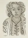 Portret kobiety, praca dwustronna by Henri Matisse, litografia, papier, sold Nov 2024