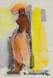 Ewa Oszołomiak, Akt kobiecy, akwarela, papier