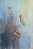 Tomasz Motyl, Jemiołuszki, pastel, papier