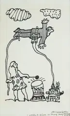 Jan Mlodozeniec, Prośba o zdjęcie ze ściany starej obwoluty, 1989, 1989, tusz, papier