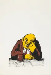 Andrzej Mleczko, Zatroskany, offset, papier