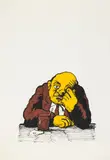 Andrzej Mleczko, Zatroskany, offset, papier