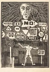Jan Sawka, Stress, 1969, 1969, linoryt, papier