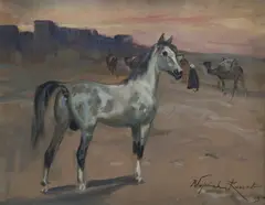 Wojciech Kossak, Scena arabska, 1936 r., 1936, olej, tektura