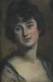Józef Męcina-Krzesz, Portret kobiety, olej, tektura, 45