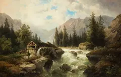 Josef Thoma, Pejzaż alpejski, olej, płótno