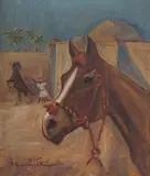Józef Unierzyski, Głowa konia, 1943 r., 1943, olej, taktura