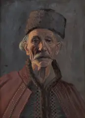 Portret kaszuba by Konstanty Szewczenko, olej, tektura, sold Oct 2024