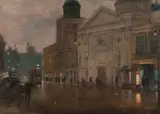 Franciszek Sunderland, Widok na kościół Św. Anny, olej, tektura