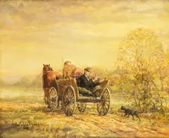 Daniel Pielucha, Wędrowny grajek, 2002 r., 2002, olej, płótno