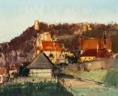 Jan Wołek, Widok na Kazimierz nad Wisłą, 1995 r., 1995, olej, płótno