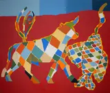 Ryszard Grzyb, Byk i ryba, 1993, 1993, olej, płótno