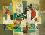 Ryszard Zajac, Martwa natura z zielonymi rybami, 1991, 1991, olej, płótno