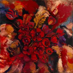 Wanda Wedecka, Red tulip, olej, płótno