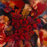 Wanda Wedecka, Red tulip, olej, płótno
