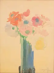 Kwiaty, 1928 r. by Leon Wyczółkowski, 1928, akwarela, papier, 47, sold Oct 2024