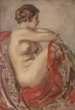 Stanisław Żurawski, Akt, technika mieszana, papier, 48