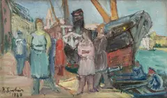 W porcie by Henri Epstein, olej, płótno, 16, sold Oct 2024