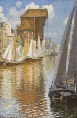 Arthur Bendrat, Długie Pobrzeże w Gdańsku, 1897, 1897, olej, tektura, 28
