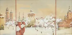 Feliks Marjan Rybakowski, Widoki Krakowa, akwarela, gwasz, papier