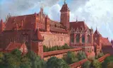 Paul Thomas, Widok zamku w Malborku, olej, płótno, 25