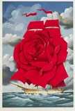 Rafał Olbiński, Statek czerwonej róży (Red rose ship), inkografia, papier