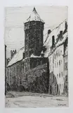Berthold Hellingrath, Kościół św. Mikołaja w Gdańsku, akwaforta, papier