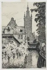 Berthold Hellingrath, Kościół św. Katarzyny w Gdańsku, akwaforta, papier, 16