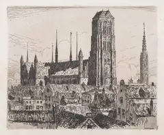 Berthold Hellingrath, Bazylika Mariacka w Gdańsku, akwaforta, papier