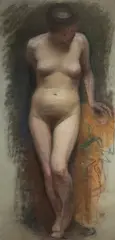 Wojciech Weiss, Akt, 1898 r., 1898, pastel, papier, 124
