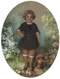 Teofil Kwiatkowski, Portret chłopca z pieskim, 1847 r., 1847, akwarela, gwasz, papier, 33