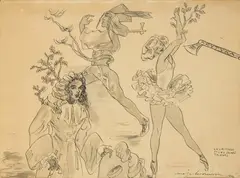 La Critique et les jeunes talents, 1952 r. by Maja Berezowska, 1952, tusz, papier, sold Sep 2024