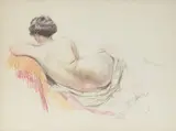 Stanisław Żurawski, Akt tyłem, pastel, papier