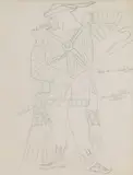 Stanisław Szukalski, Projekt kostiumu, ok. 1960, 1960, ołówek, papier