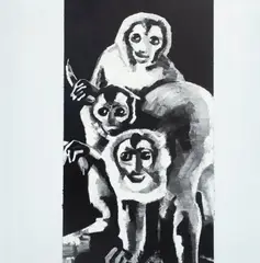 The Krasnals, Bez tytułu (Małpy z białymi bananami), serigrafia na płótnie