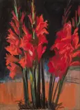 Leon Wyczółkowski, Bukiet mieczyków. Gladiole, 1909 r., 1909, pastel, tektura, 60