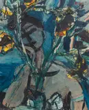 Portret kobiety z kwiatami by Zygmunt Menkes, olej, płótno, sold Aug 2024